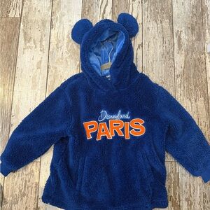 Disneyland Paris Blue Fleece Hoodie with Orange Accents Size 4/6